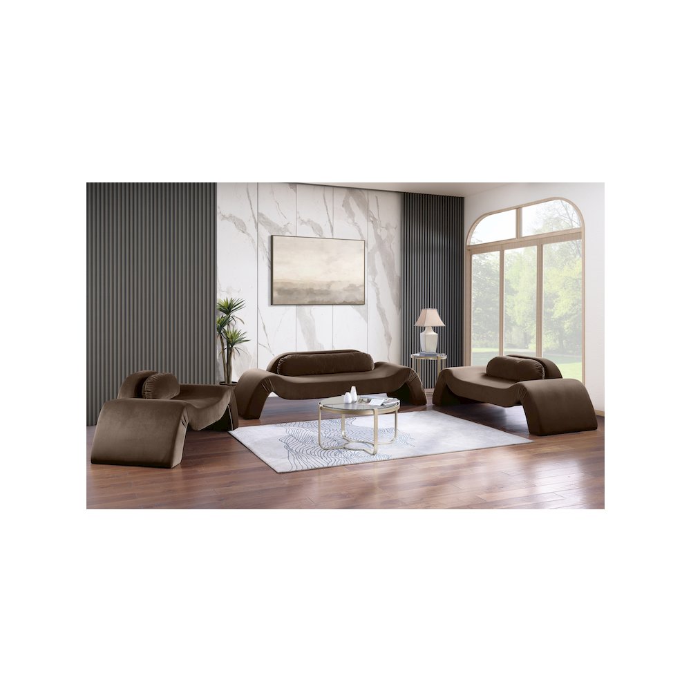 Austin Brown Velvet Loveseat. Picture 6