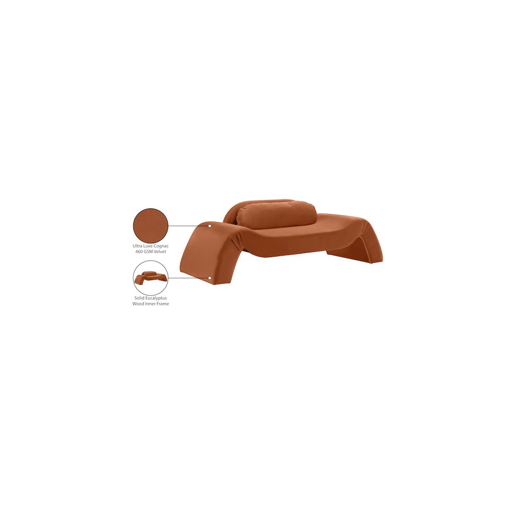 Austin Cognac Velvet Loveseat. Picture 8
