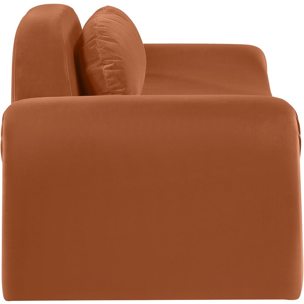 Austin Cognac Velvet Loveseat. Picture 3