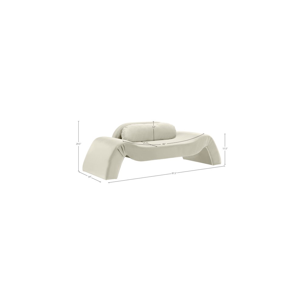 Austin Cream Velvet Loveseat. Picture 7