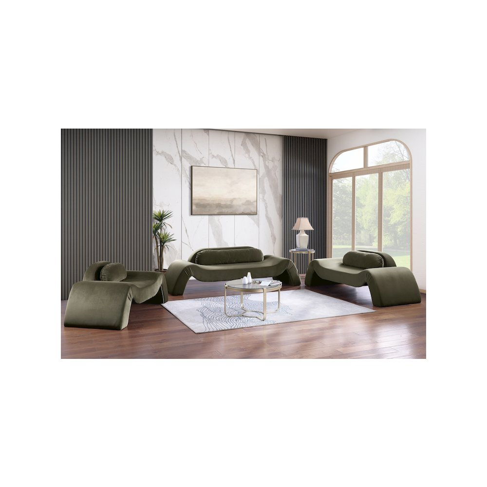 Austin Green Velvet Loveseat. Picture 6