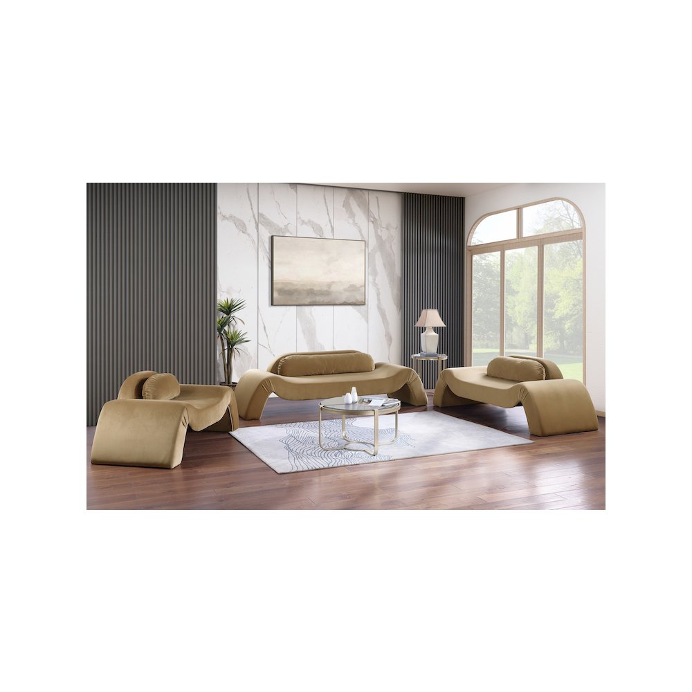 Austin Saddle Velvet Loveseat. Picture 6