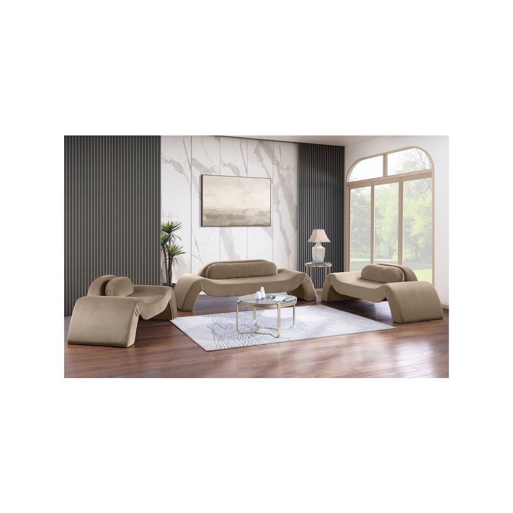 Austin Taupe Velvet Chair. Picture 6
