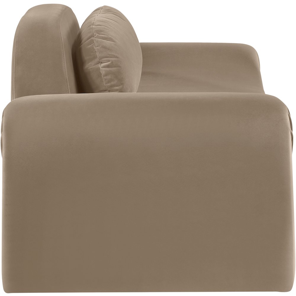 Austin Taupe Velvet Loveseat. Picture 3