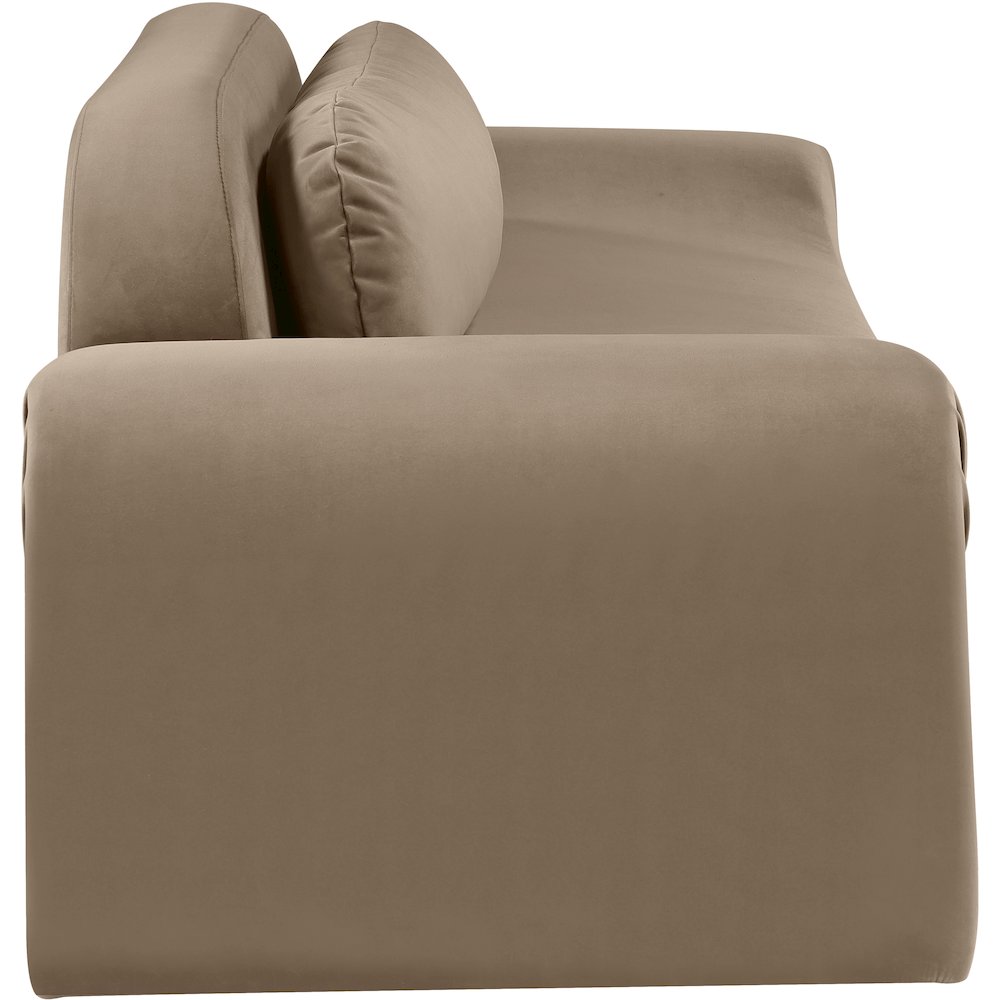 Austin Taupe Velvet Sofa. Picture 3