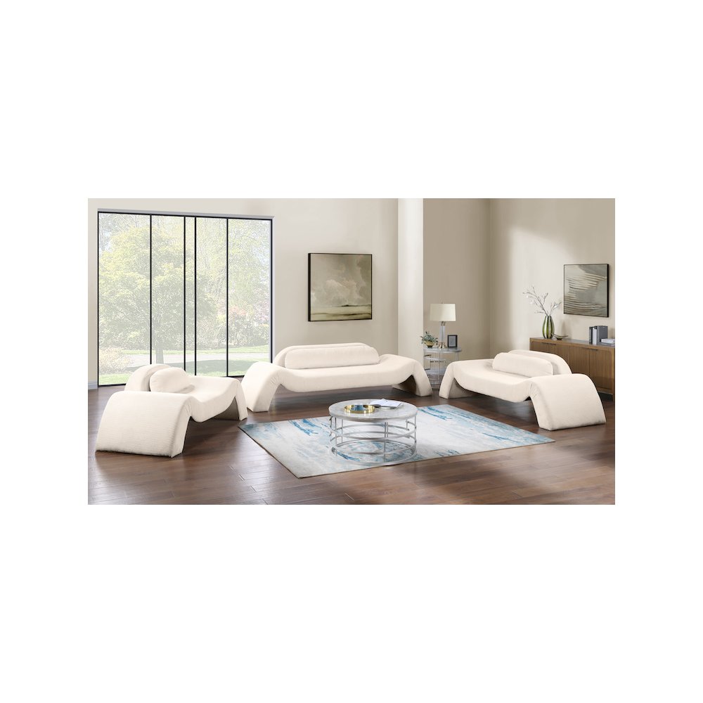 Austin Beige Corduroy Fabric Loveseat. Picture 6