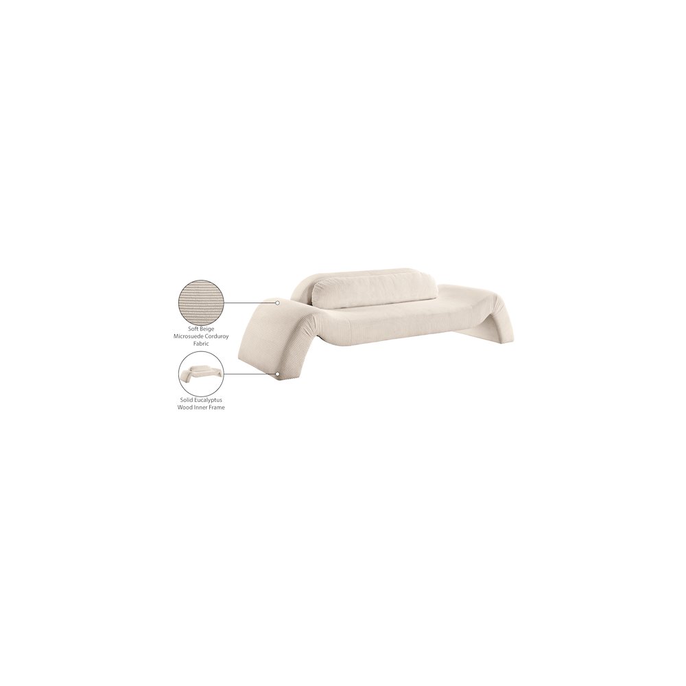 Austin Beige Corduroy Fabric Sofa. Picture 8