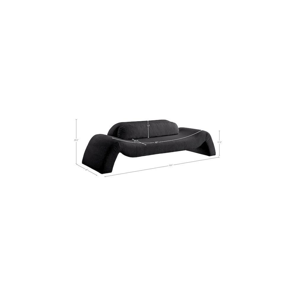 Austin Black Corduroy Fabric Sofa. Picture 7