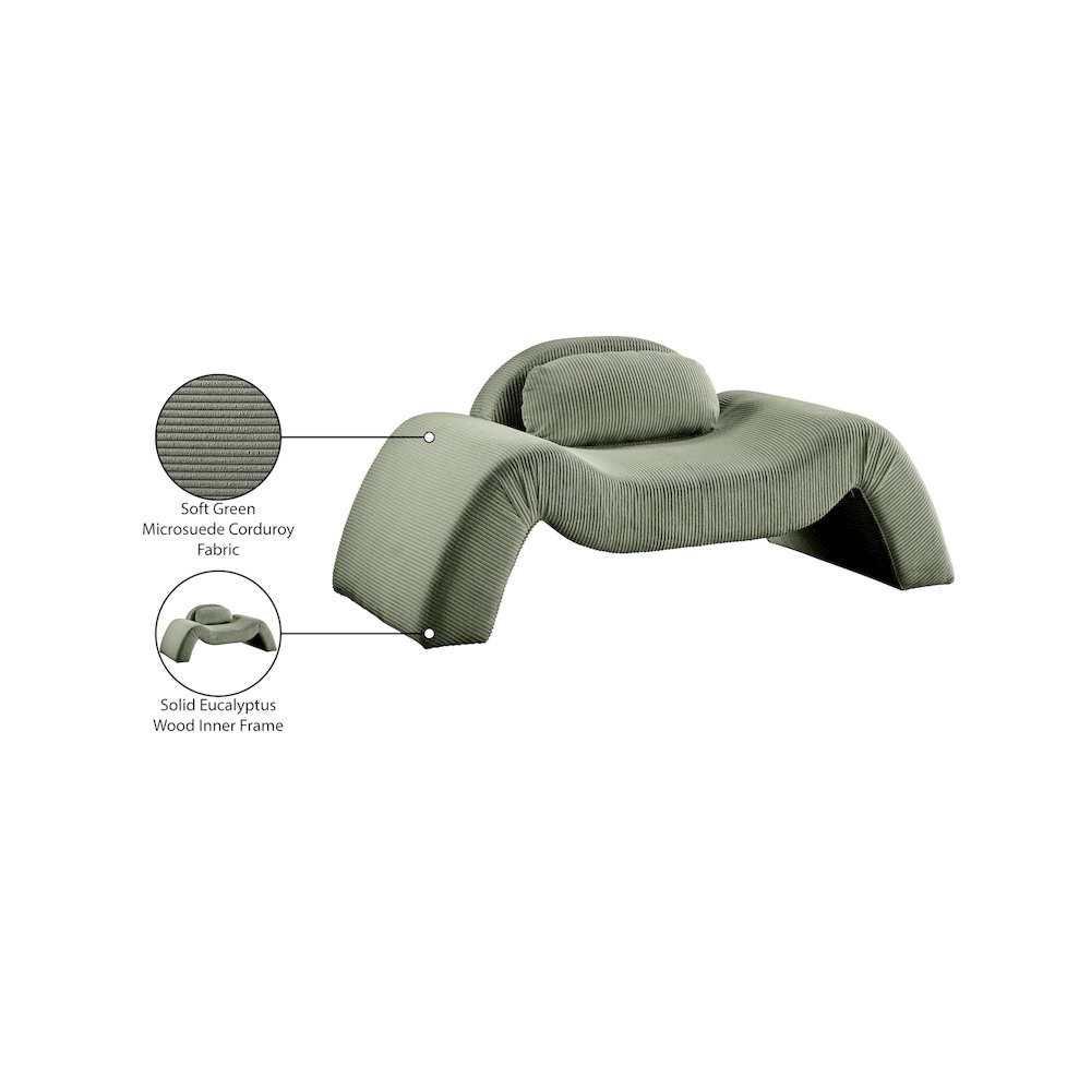 Austin Green Corduroy Fabric Chair. Picture 8