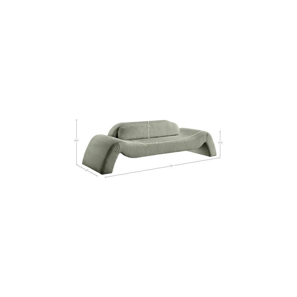 Austin Green Corduroy Fabric Sofa. Picture 7