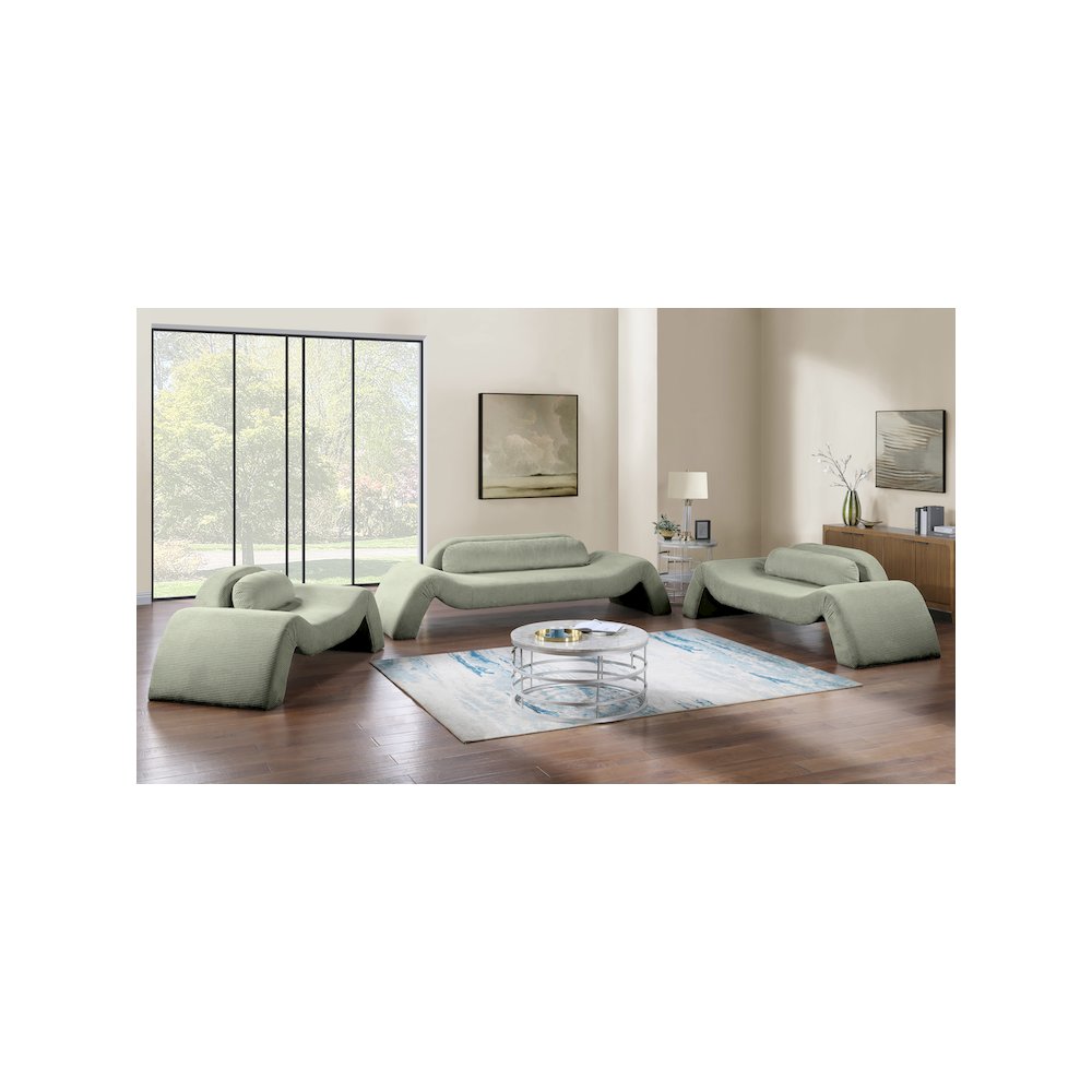 Austin Green Corduroy Fabric Sofa. Picture 6