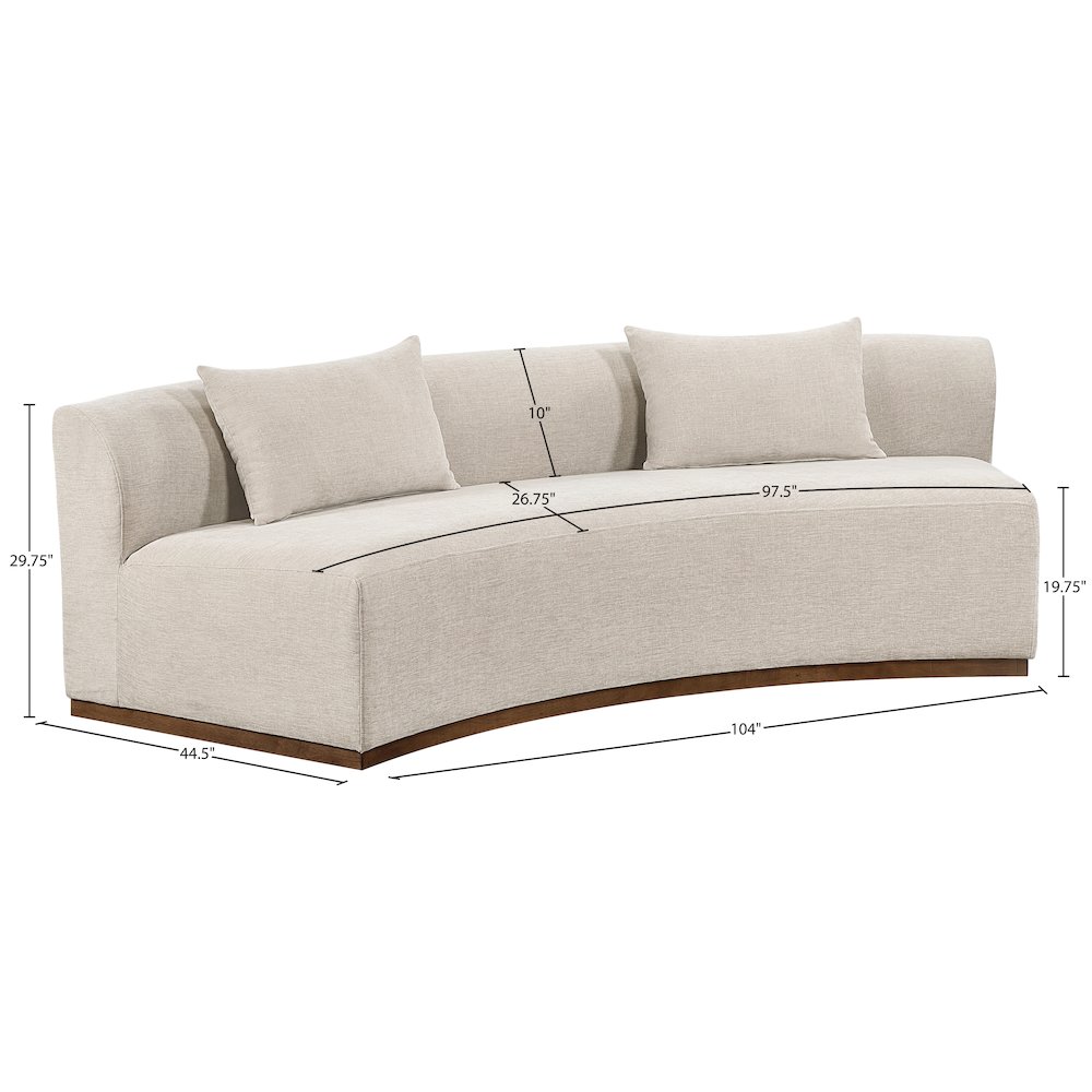 Avanti 104" Beige Chenille Fabric Upholstered Sofa. Picture 7