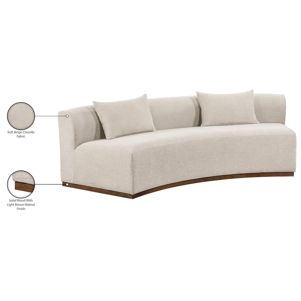 Avanti 104" Beige Chenille Fabric Upholstered Sofa. Picture 8