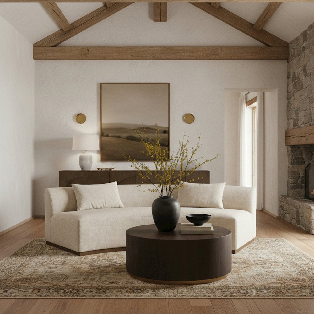 Avanti 104" Beige Chenille Fabric Upholstered Sofa. Picture 2
