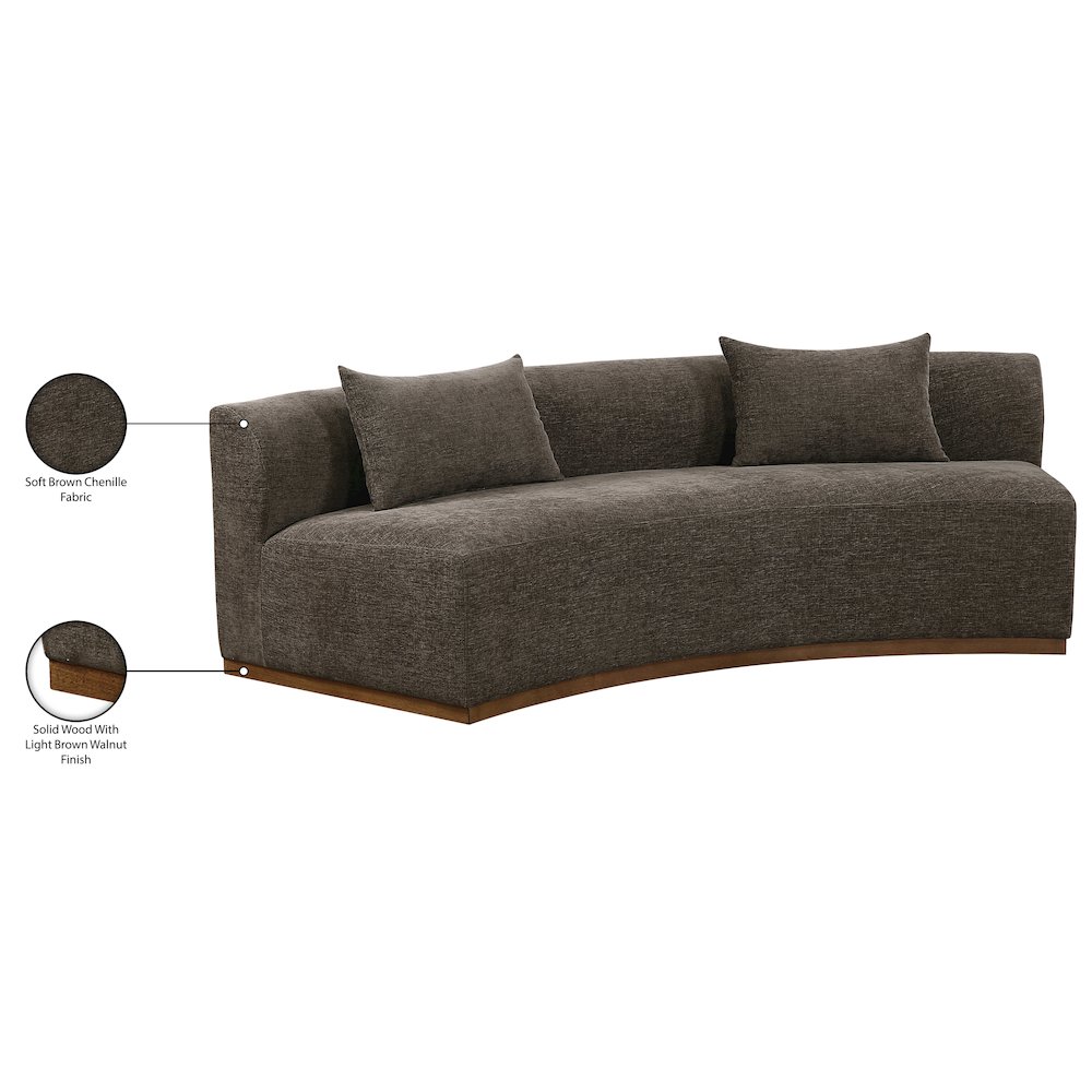 Avanti 104" Brown Chenille Fabric Upholstered Sofa. Picture 8