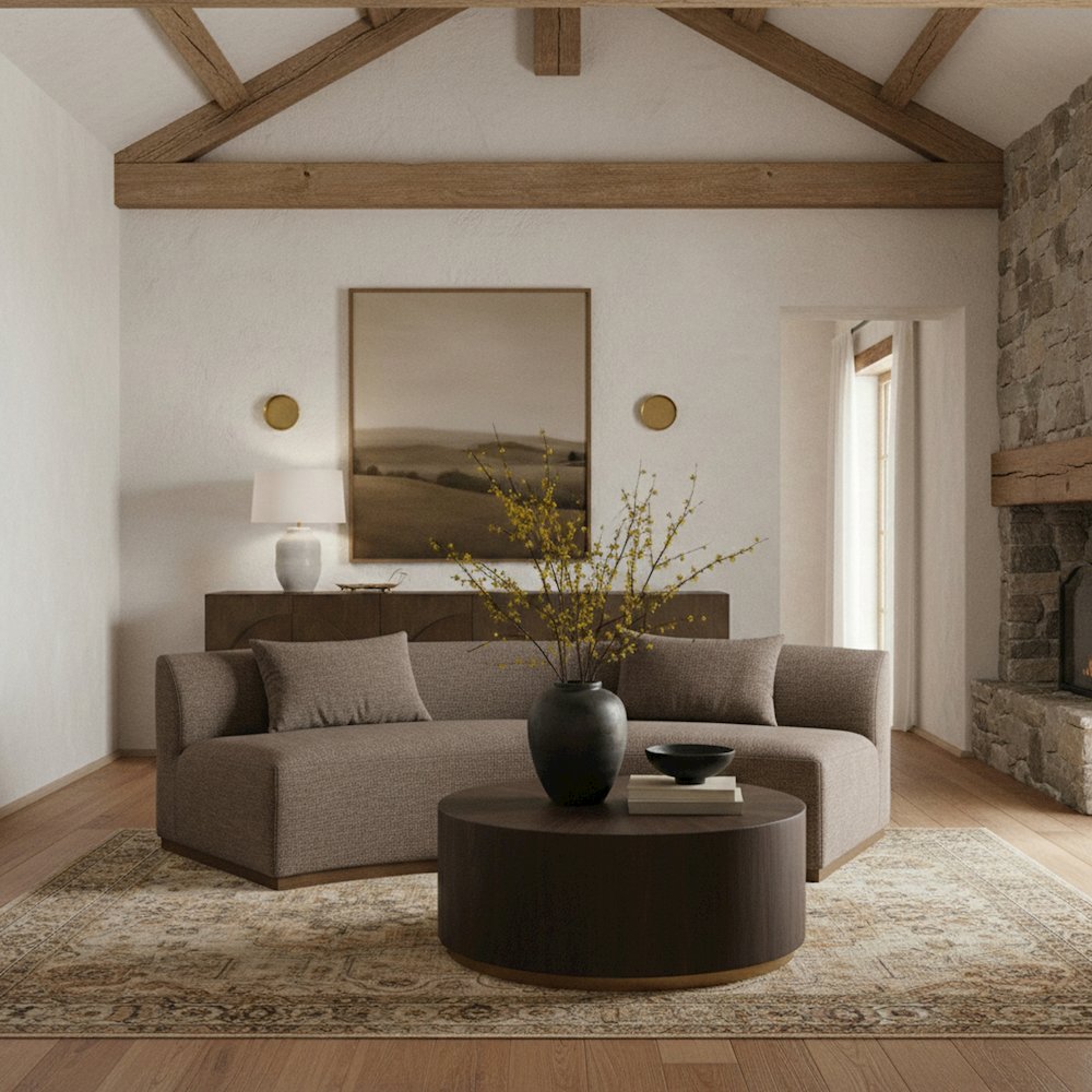 Avanti 104" Brown Chenille Fabric Upholstered Sofa. Picture 2