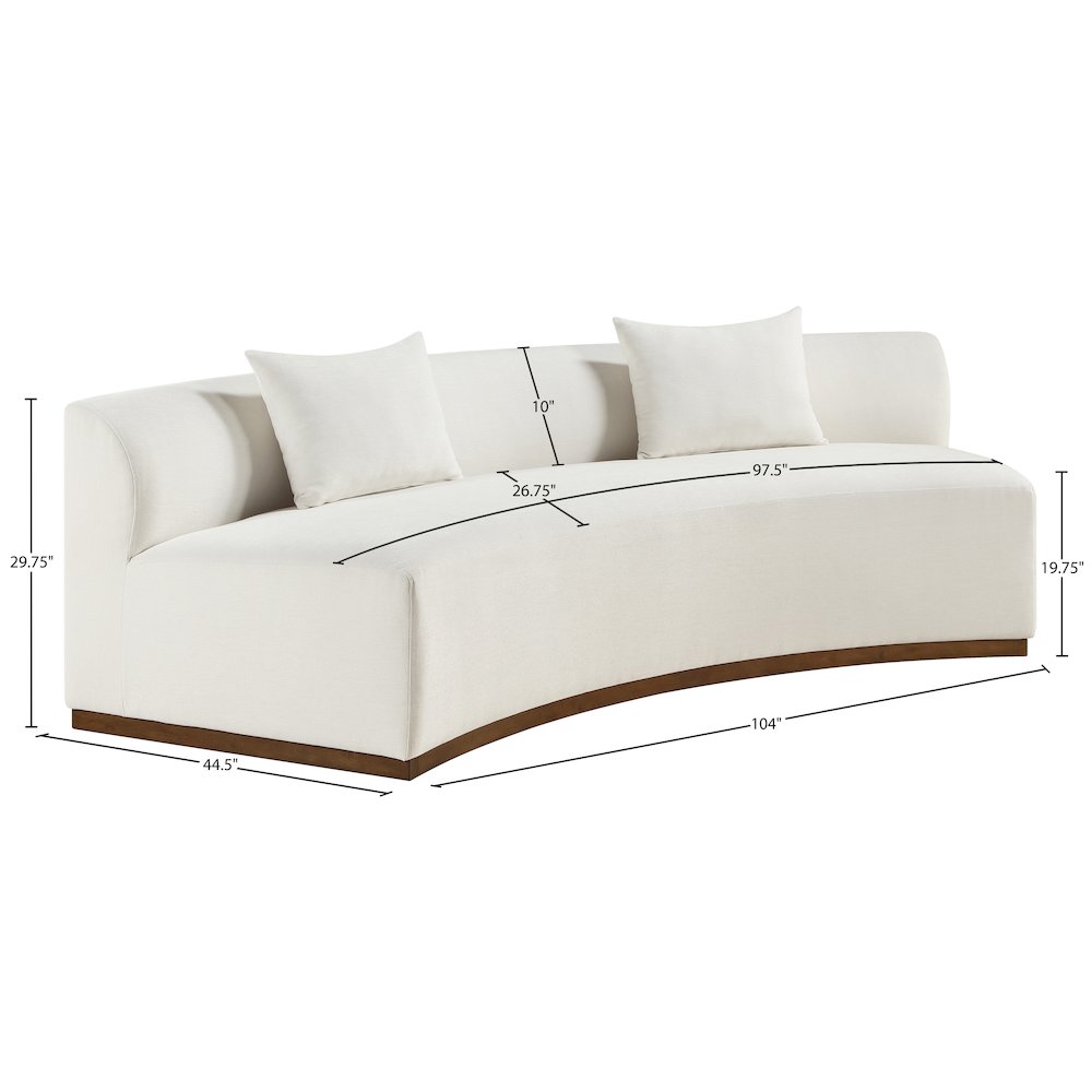 Avanti 104" Cream Chenille Fabric Upholstered Sofa. Picture 7