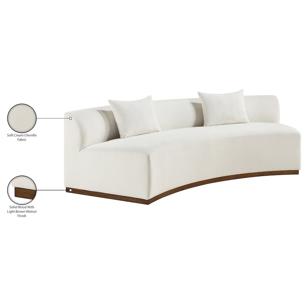 Avanti 104" Cream Chenille Fabric Upholstered Sofa. Picture 8
