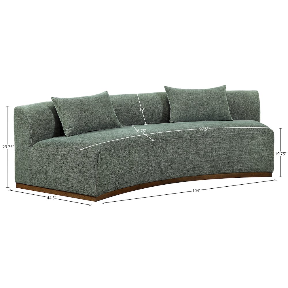 Avanti 104" Olive Chenille Fabric Upholstered Sofa. Picture 7