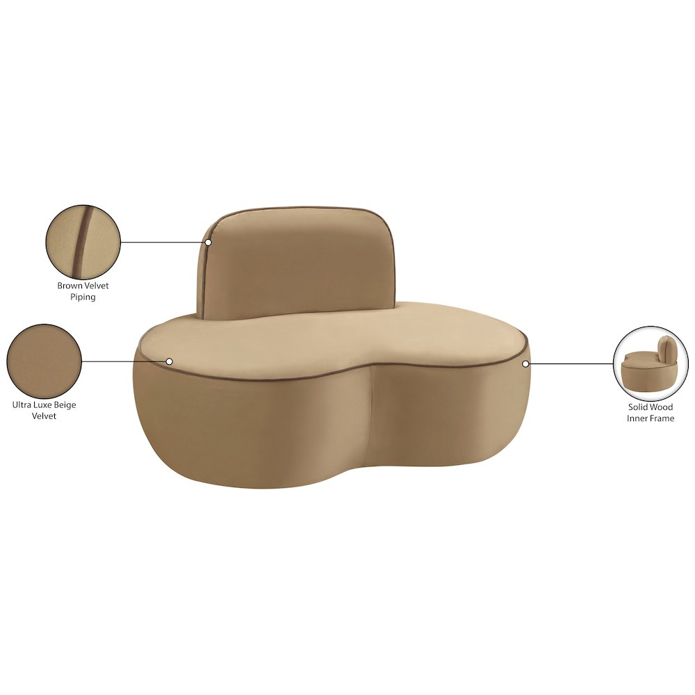 Swerve Beige Velvet Upholstered Chair. Picture 14