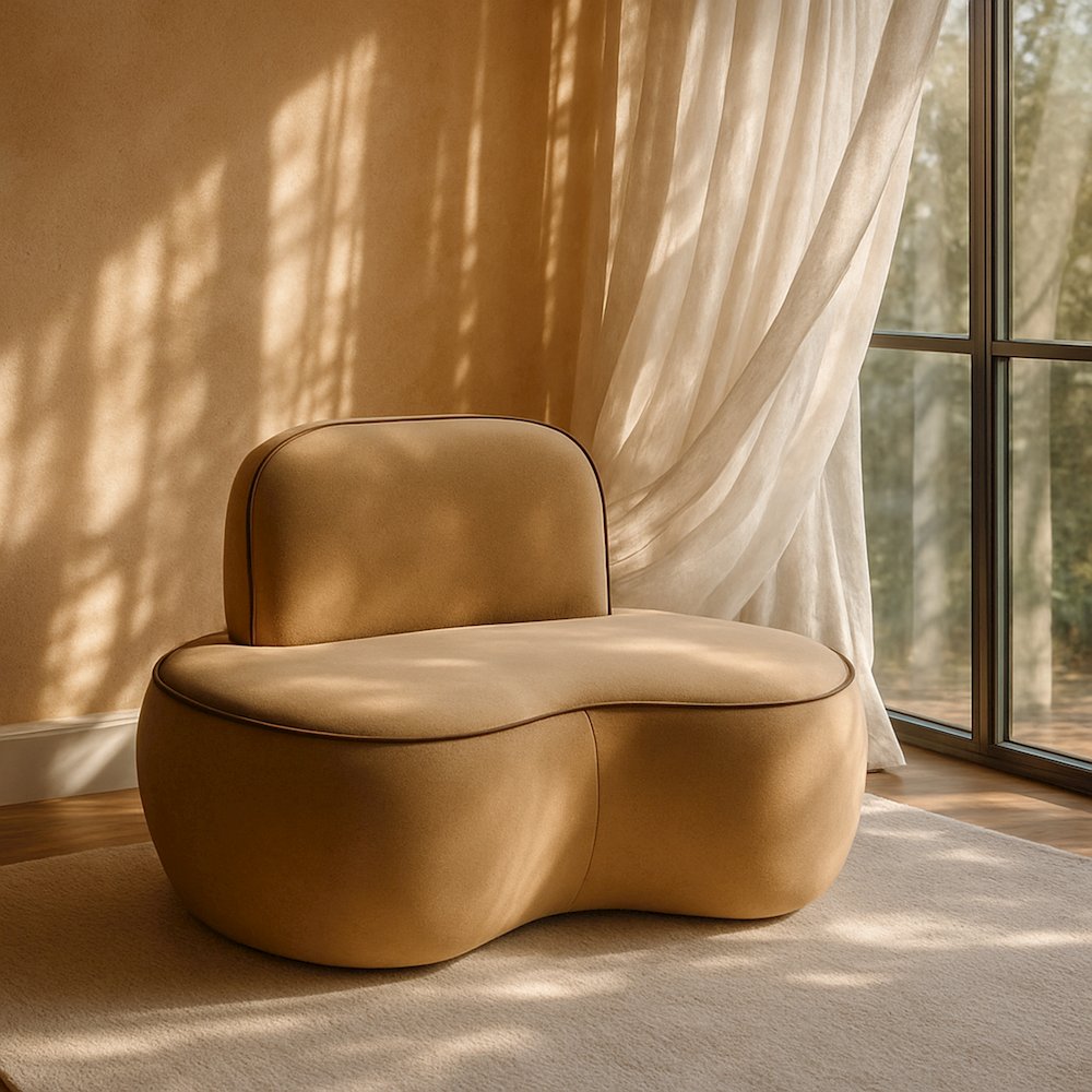 Swerve Beige Velvet Upholstered Chair. Picture 7