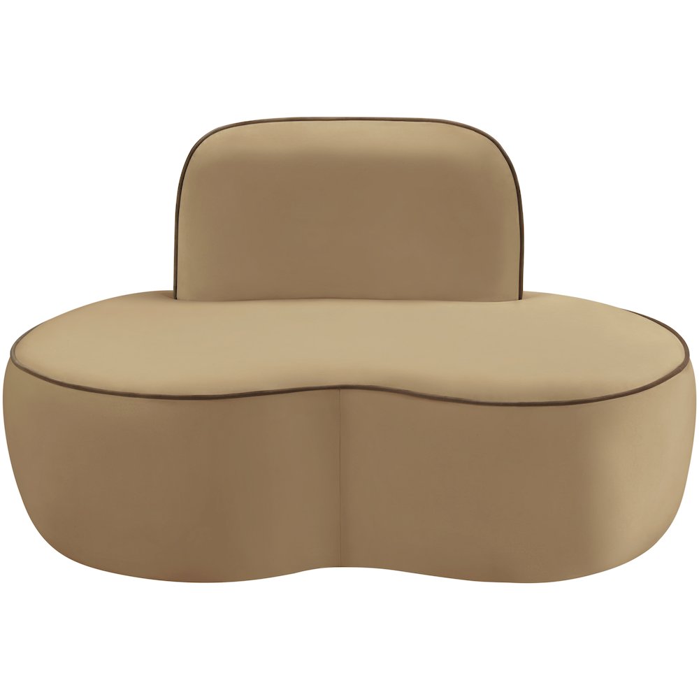Swerve Beige Velvet Upholstered Chair. Picture 2