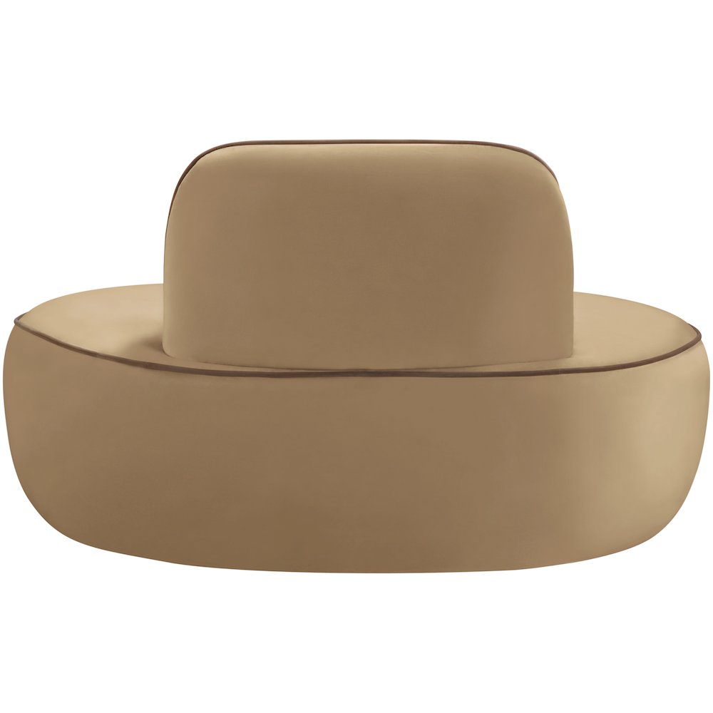 Swerve Beige Velvet Upholstered Chair. Picture 3
