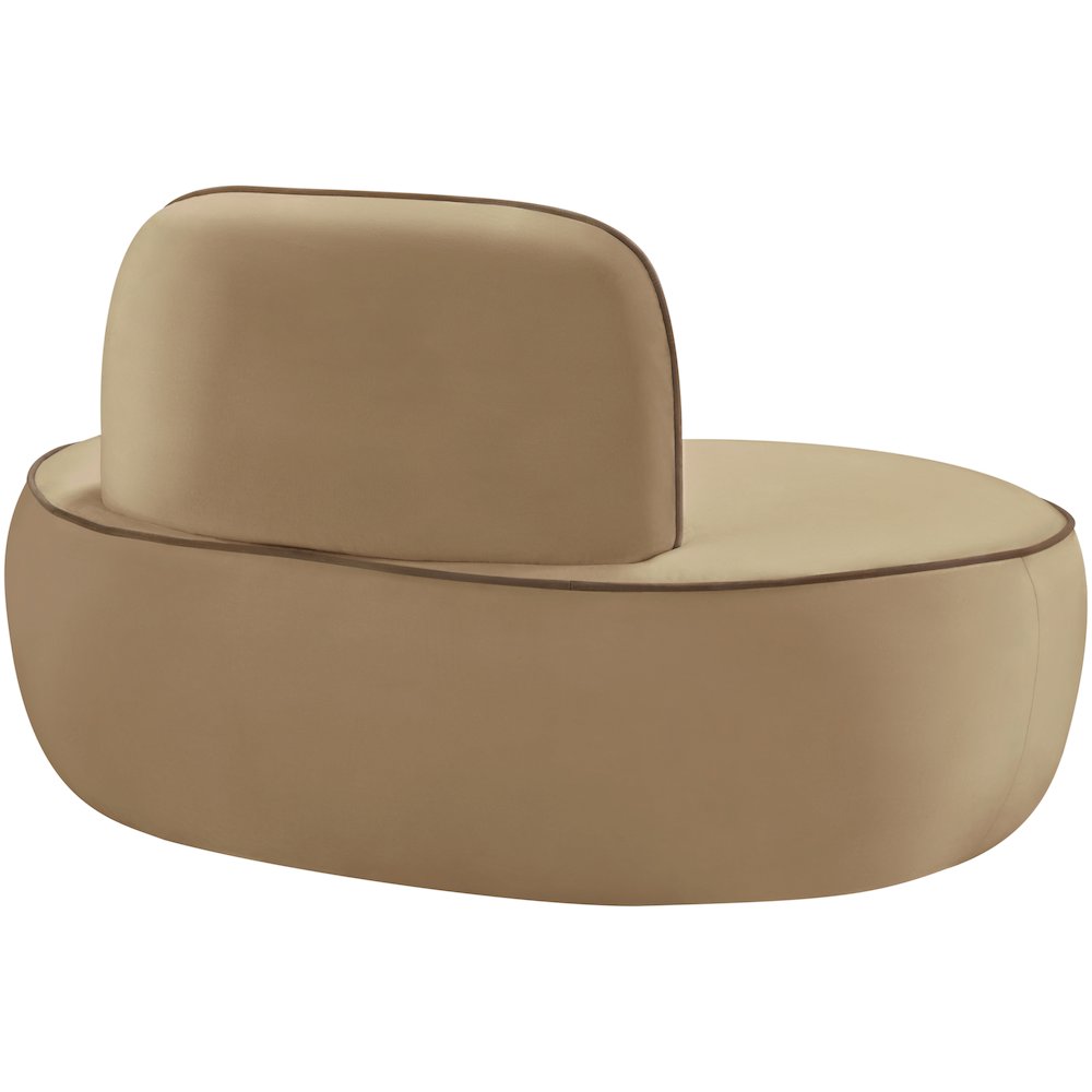Swerve Beige Velvet Upholstered Chair. Picture 4