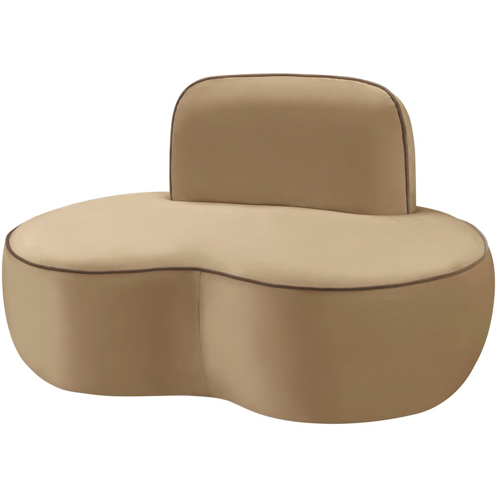 Swerve Beige Velvet Upholstered Chair. Picture 5
