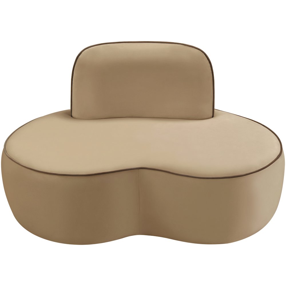 Swerve Beige Velvet Upholstered Chair. Picture 6