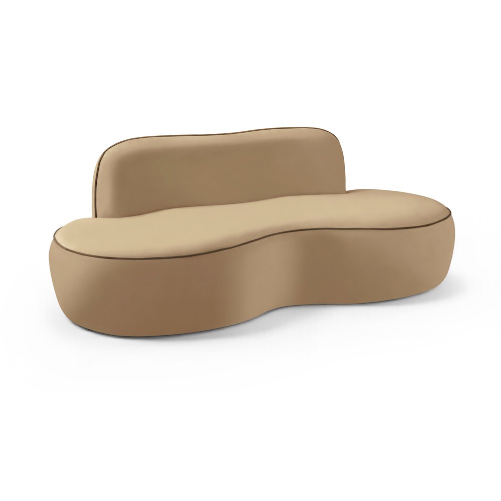 Swerve 77" Beige Velvet Upholstered Loveseat. Picture 1