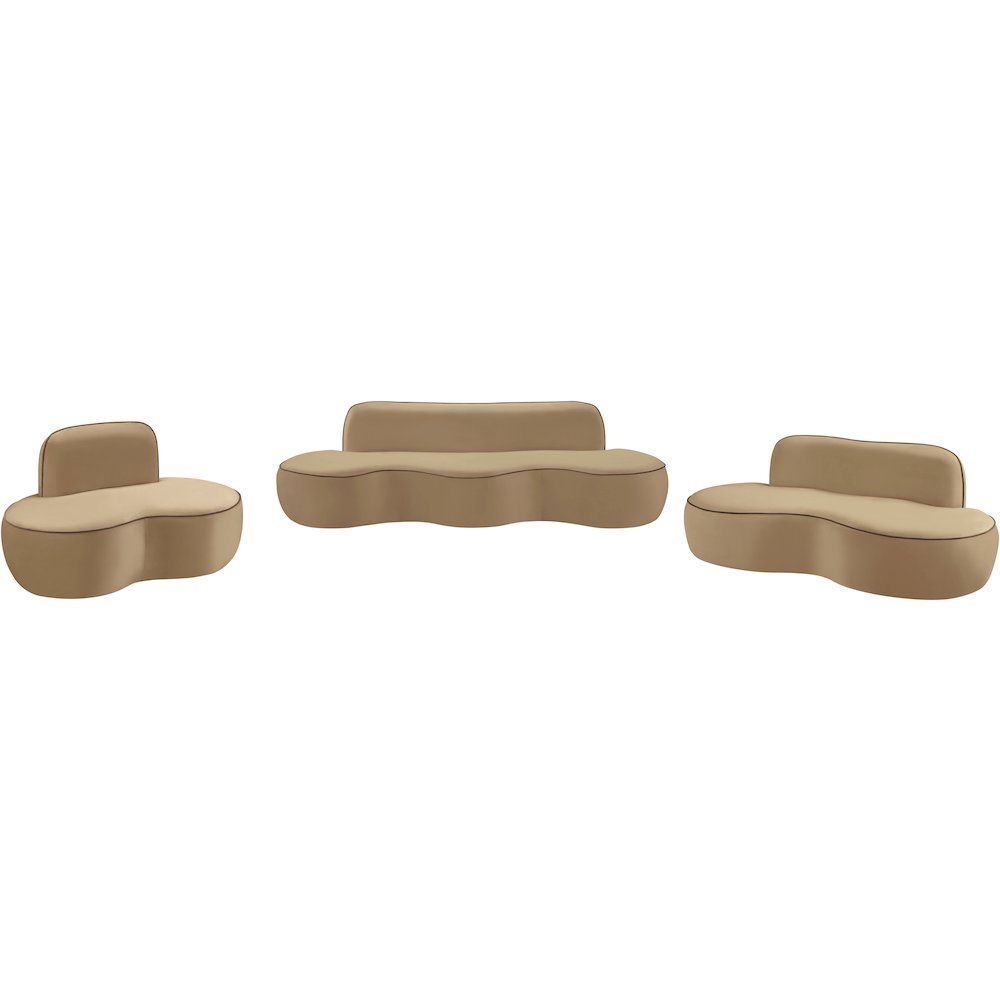 Swerve 77" Beige Velvet Upholstered Loveseat. Picture 11