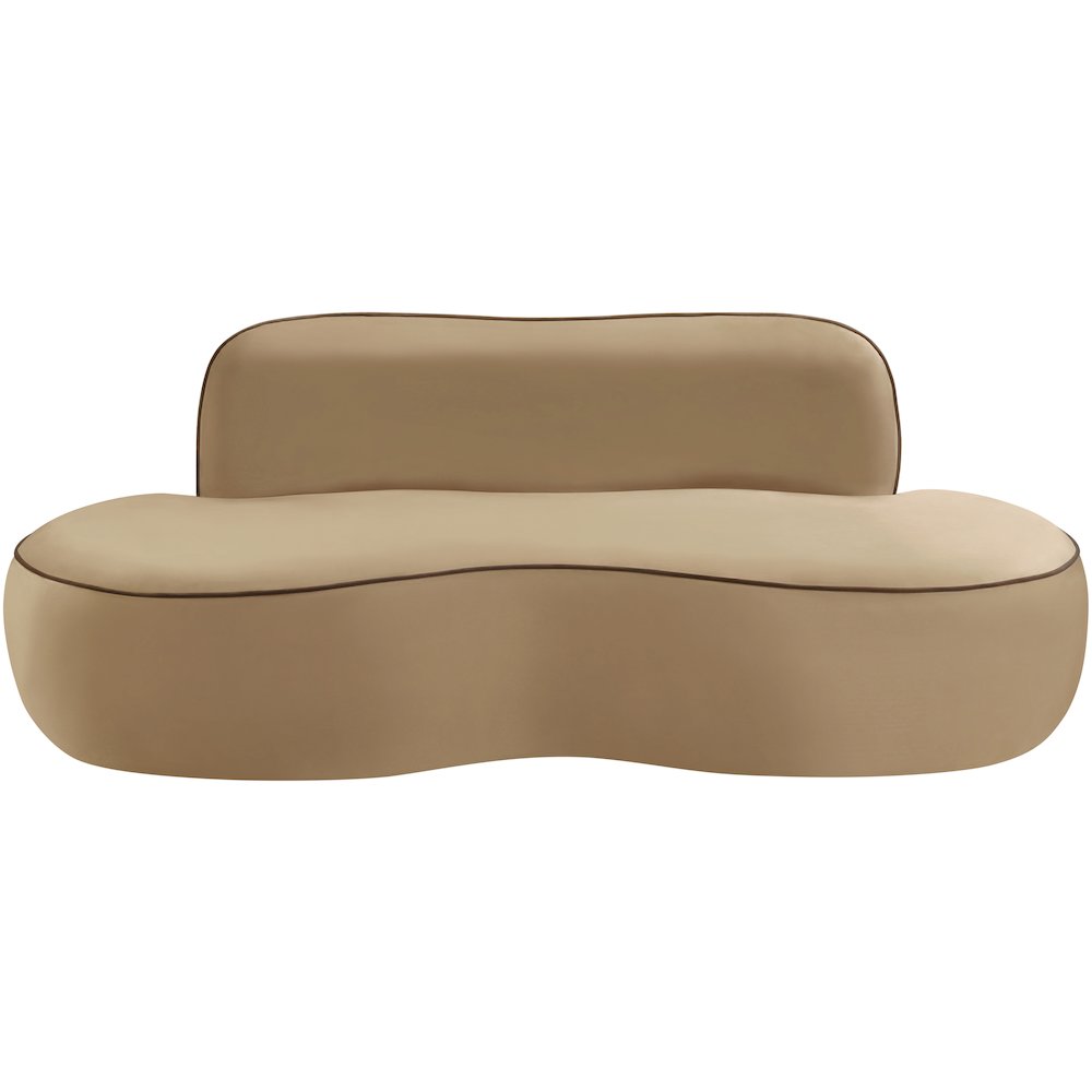 Swerve 77" Beige Velvet Upholstered Loveseat. Picture 2