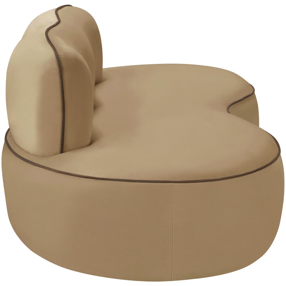 Swerve 77" Beige Velvet Upholstered Loveseat. Picture 8