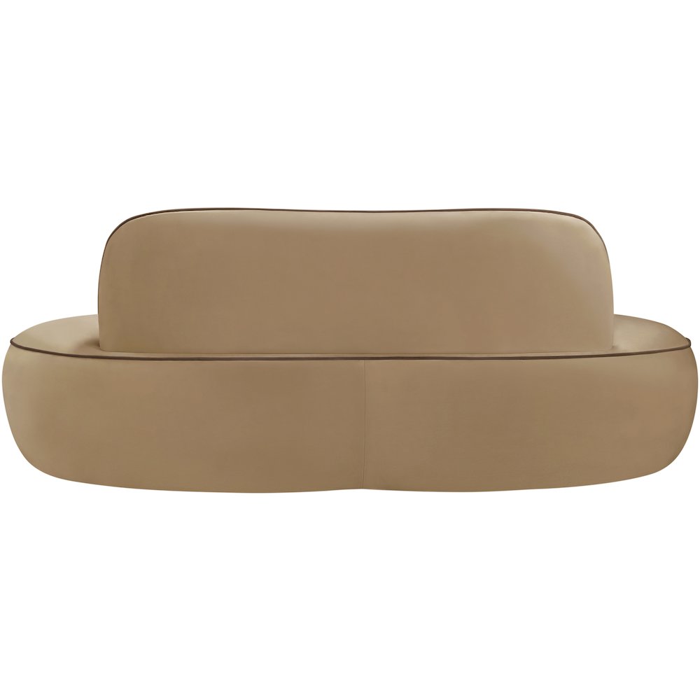 Swerve 77" Beige Velvet Upholstered Loveseat. Picture 3