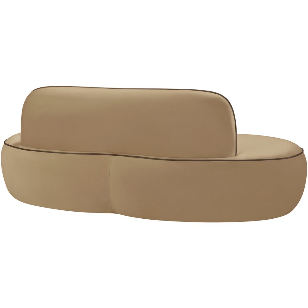Swerve 77" Beige Velvet Upholstered Loveseat. Picture 4