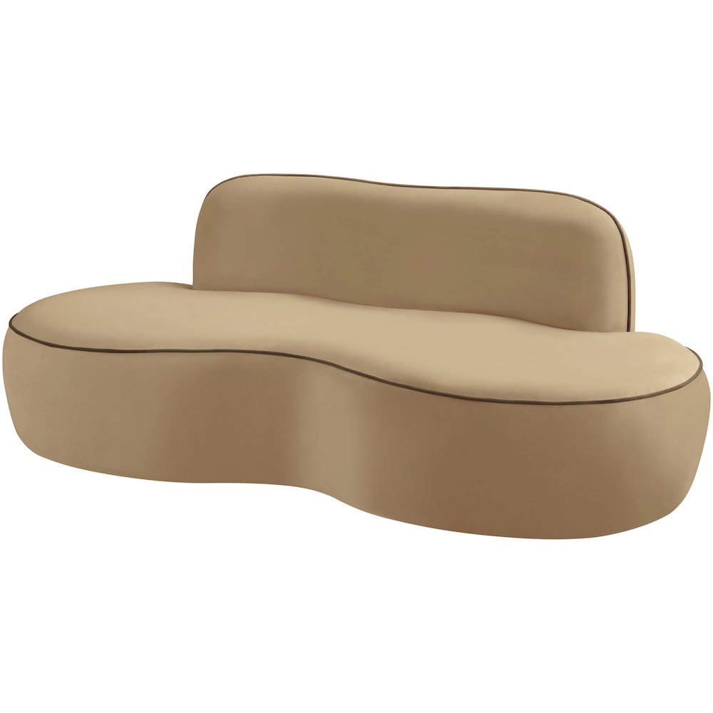 Swerve 77" Beige Velvet Upholstered Loveseat. Picture 5
