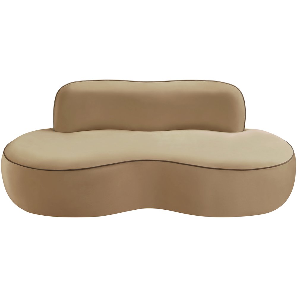 Swerve 77" Beige Velvet Upholstered Loveseat. Picture 6