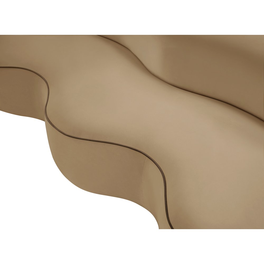 Swerve 100" Beige Velvet Upholstered Sofa. Picture 13