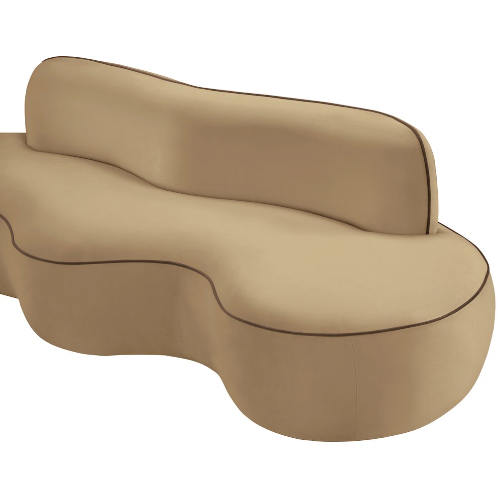 Swerve 100" Beige Velvet Upholstered Sofa. Picture 15
