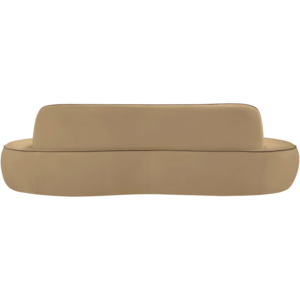 Swerve 100" Beige Velvet Upholstered Sofa. Picture 3