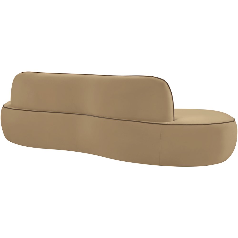 Swerve 100" Beige Velvet Upholstered Sofa. Picture 4
