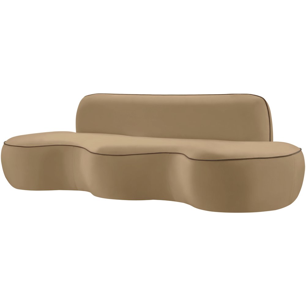 Swerve 100" Beige Velvet Upholstered Sofa. Picture 5