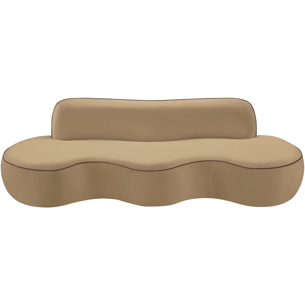 Swerve 100" Beige Velvet Upholstered Sofa. Picture 9