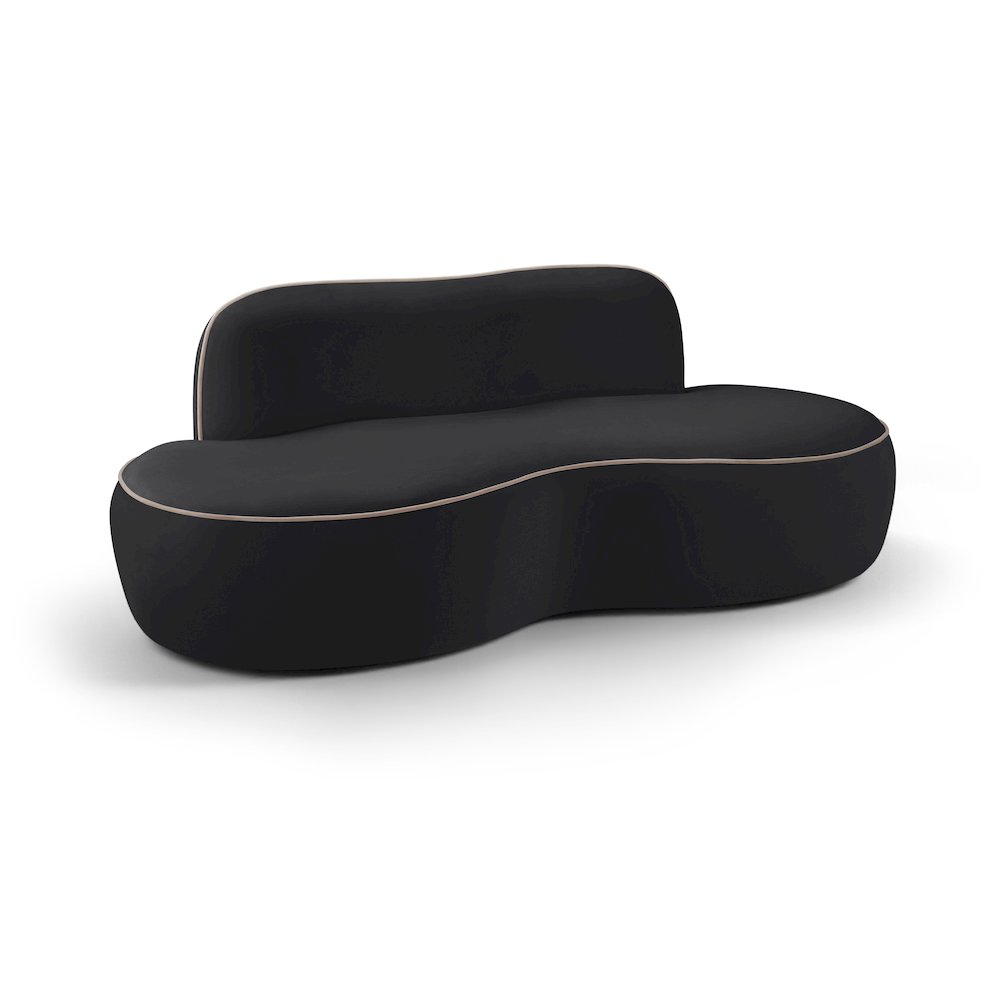 Swerve 77" Black Velvet Upholstered Loveseat. Picture 1