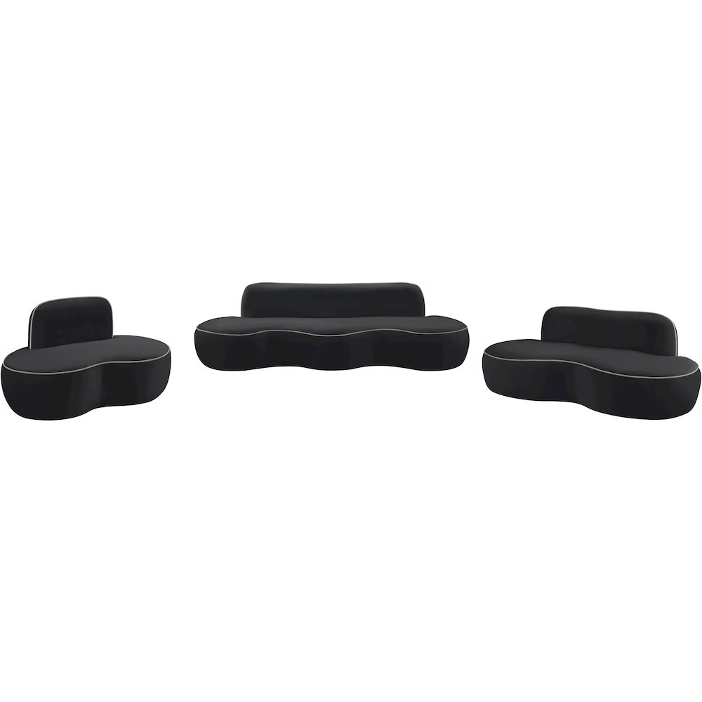 Swerve 77" Black Velvet Upholstered Loveseat. Picture 11