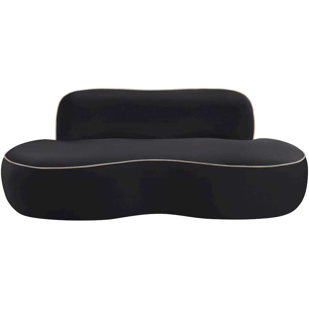 Swerve 77" Black Velvet Upholstered Loveseat. Picture 2