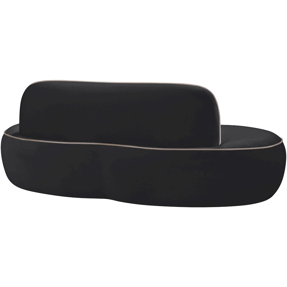 Swerve 77" Black Velvet Upholstered Loveseat. Picture 4