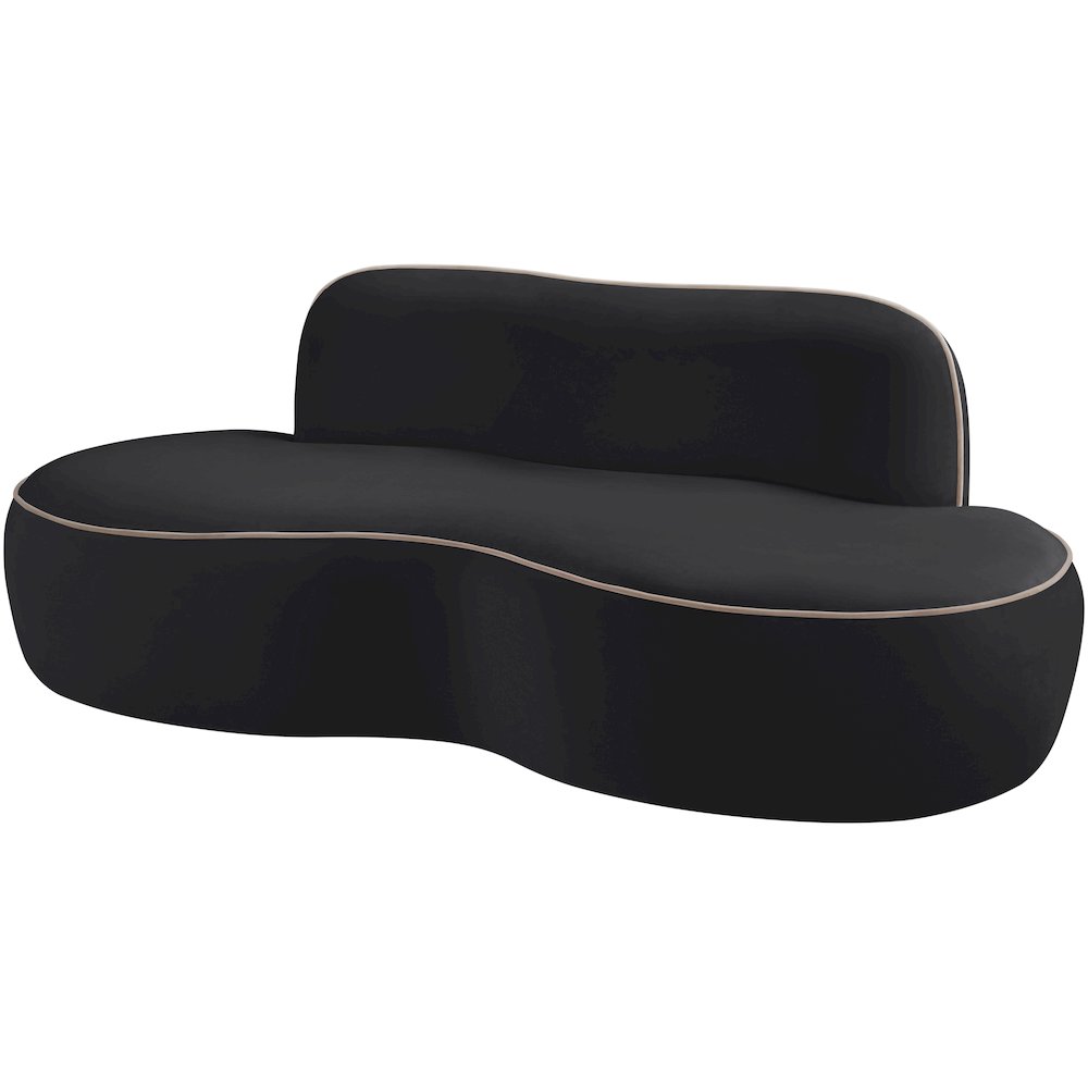 Swerve 77" Black Velvet Upholstered Loveseat. Picture 5