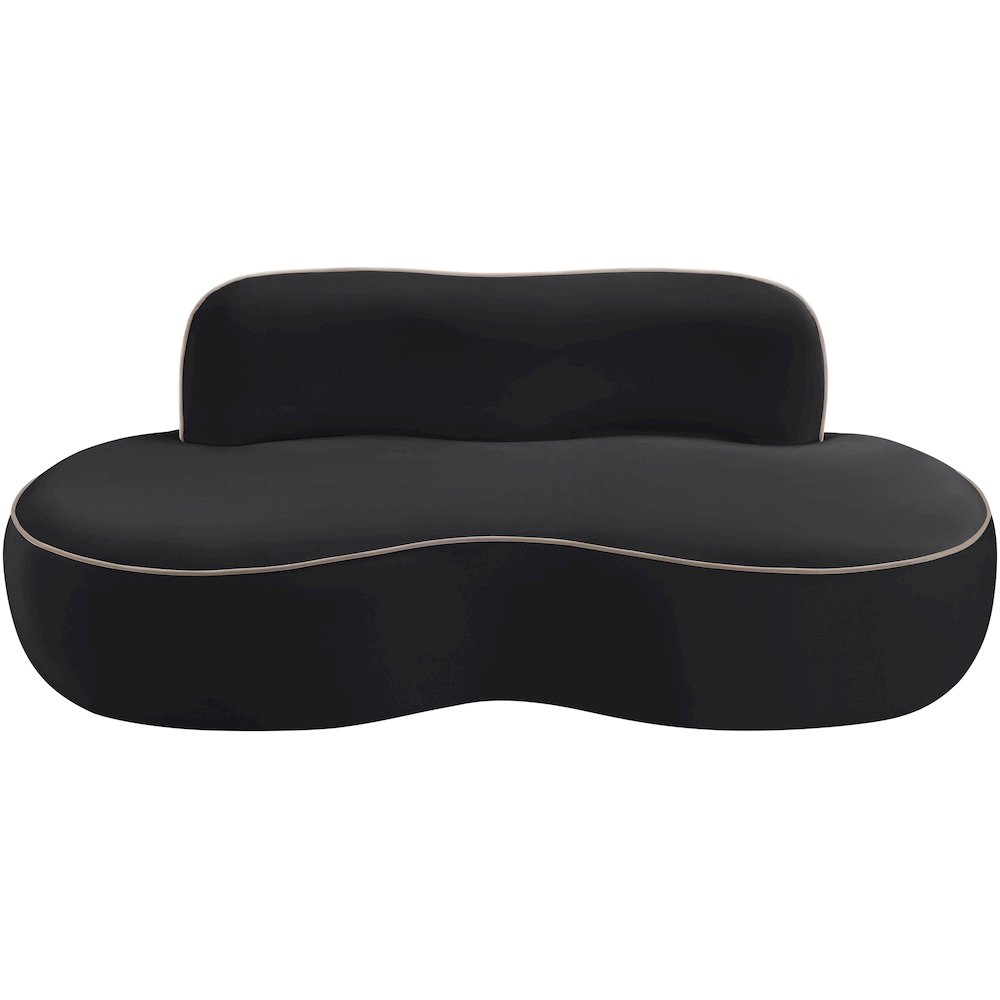 Swerve 77" Black Velvet Upholstered Loveseat. Picture 6